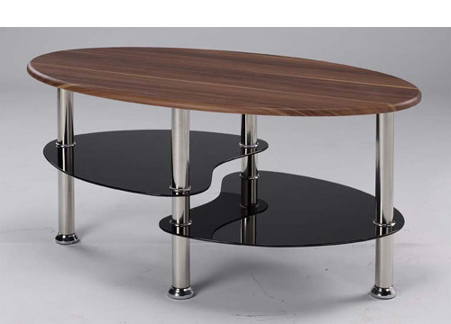 Evolve Coffee Table with Black Glass Shelves