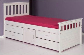 Ferrara Single White Pine Bed