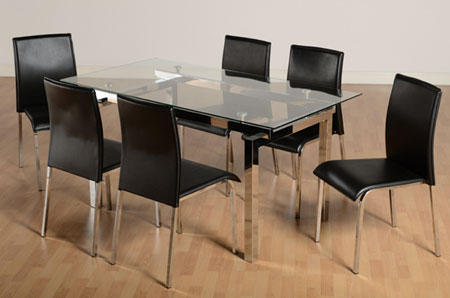 Loretta Dining Set with Black Chairs