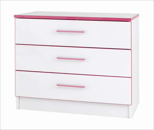 Midi Kiddi Pink Three Drawer Chest