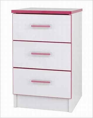 Midi Kiddi Pink Bedside Table with Three Drawers