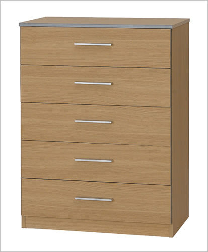Midi Oak Five Drawer Chest