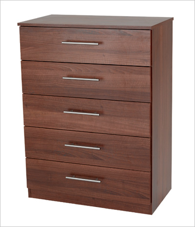 Midi Walnut Five Drawer Chest
