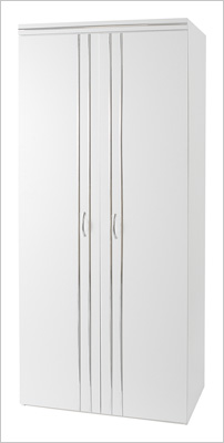 Budget White and Silver Two Door Wardrobe