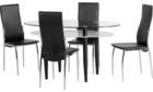 Berkley Black Dining Set with Clear and Frosted Glass