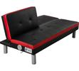 Rio Sofa Black Sofa Bed with Red Trim - Split View