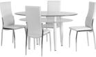 Berkley White Dining Set with Clear and Frosted Glass