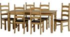 Corona Dining Set - 6 Foot Table - Six Brown Chairs