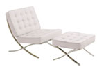 Barcelona Chair & Footstool - White Leather