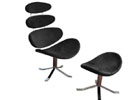 Quatro Chair And Footstool - Shown In Black