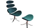 Quatro Chair And Footstool - Shown In Teal