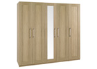 Andante Oak Finish Five Door Wardrobe with Mirror
