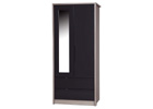 Champagne Double Wardrobe With Mirror And Grey Gloss