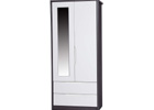Grey Double Wardrobe With Mirror And Cream Gloss