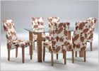 Adina Clear Glass Dining Set Plus Six Brown Chairs