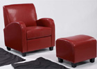 Club Chair and Footstool - Red