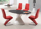 Dakota Black Glass Dining Table with Red G632 Chairs