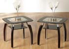 Pair of Elena Black Glass Lamp Tables
