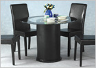 Galaxy Round Dining Set with Black Surround Glass and Black Leg Chairs