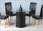 Galaxy Round with Clear Glass and Beach Leg Chairs