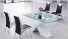 X Dining Table with White Base and G614 Chairs