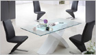 X Dining Table with White Base and G632 Chairs