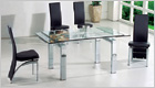 Gio York Extending Dining Table with Clear Glass and G501 Chairs