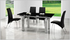 Gio York Extending Dining Table with Black Glass and G614 Chairs