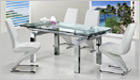 Gio York Extending Dining Table with Clear Glass and G632 Chairs