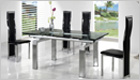 Gio York Extending Dining Table with Black Glass and G650 Chairs