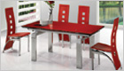 Gio York Extending Dining Table with Red Glass and G525 Chairs