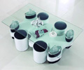 Stool Clear Glass Coffee Table with Black Stools