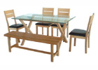 Cadiz Dining Table with Four Dining Chairs and Dining Bench