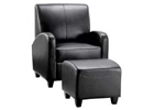Club Chair and Footstool - Black