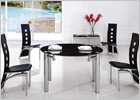 Maxi Round Extending Dining Table with Black Glass and G525 Tall Back Cut Out Chairs