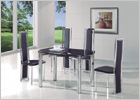 Maxi Round Extending Dining Table with Black Glass and G601 Chairs