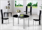 Maxi Round Extending Dining Table with Black Glass and G650 Chairs
