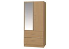 Mode Oak Finish Two Door Combi Wardrobe with Mirror
