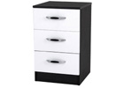 Mode Piano Three Drawer Bedside Table