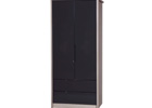 Champagne Double Combi Wardrobe With Grey Gloss