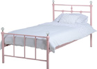 Imogen Pink Single Bed with Silver Finish- Low Foot End