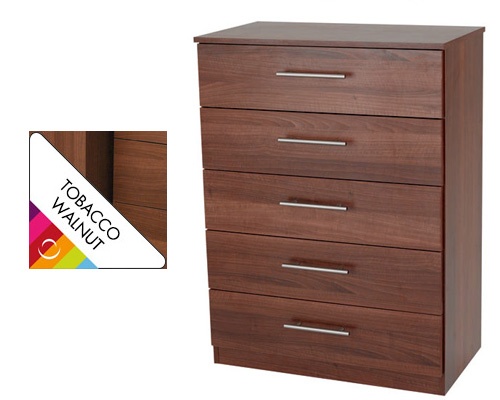 Mode Walnut Five Drawer Chest