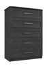 Graphite Woodgrain Andante 5 Drawer Chest