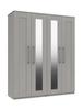 Light Grey Woodgrain Andante 4 Door Robe with 2 Mirrors