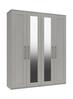 Light Grey Woodgrain Andante Tall 4 Door Robe with 2 Mirrors