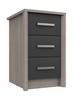 Grey Oak & Graphite Gloss Arundel 3 Drawer Bedside