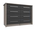 Grey Oak & Graphite Gloss Arundel 4 Drawer Double Chest