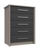 Grey Oak & Graphite Gloss Arundel 5 Drawer Chest