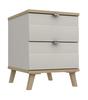 Natural Oak & White Grey Derwent 2 Drawer Bedside