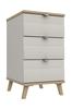 Natural Oak & White Grey Derwent 3 Drawer Bedside Table